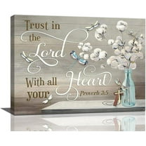 Christian Bible Verse Wall Art Religious Pictures Wall Decor Scripture Lord Canvas Farmhouse Cotton Painting Modern Decoration Artwork for Bathroom Living Room Bedroom Office Kitchen 16"x12"