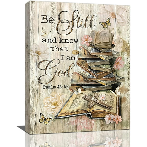 Christian Bible Verse Wall Art Rustic Christ Book Pictures Wall Decor Farmhouse Canvas Painting Prints Contemporary Artwork Home Decoration for Bathroom Bedroom Living Room 12"x16"