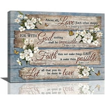 Christian Bible Verse Wall Art Rustic Inspirational Bible Verses Flower Pictures Wall Decor Christian Religions Motivational Painting Country Canvas Farmhouse Prints Home Artwork Decor 16"x12"