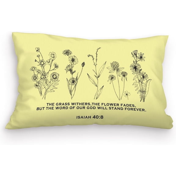 Christian Bible Verse Yellow Pillow Covers 12x20, Inspirational Christian Scripture Gifts Decoration Throw Pillow Cover, for Home Church Office Bedroom Decor