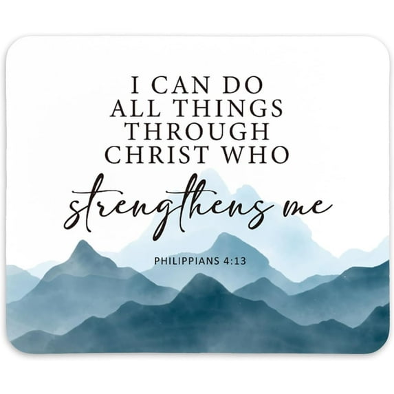 Christian Bible Verses Mouse Pad,I Can Do All Things Through Christ,Non-Slip Rubber Base Mousepads for Home Office Dorm Desk Decor,Gifts for Christians 9x8 inches