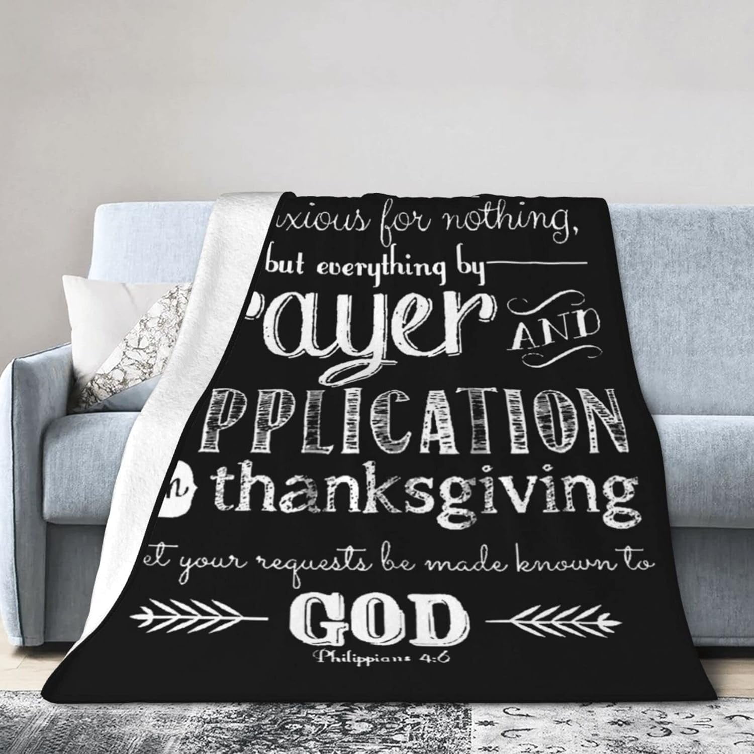 Christian Bible Verses Scripture Quotes Fleece Blanket Comfort Warmth