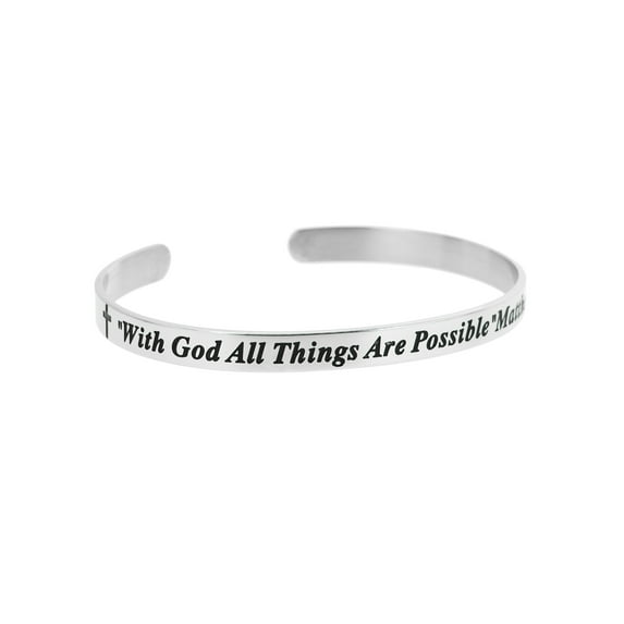Christian Bible With God All Things Are Possible Adjustable Cuff Bracelet Wristband Bangle
