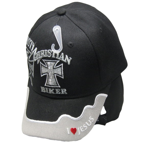 Christian Biker Cross Jesus Christ Black Embroidered Cap Hat CAP841A TOPW