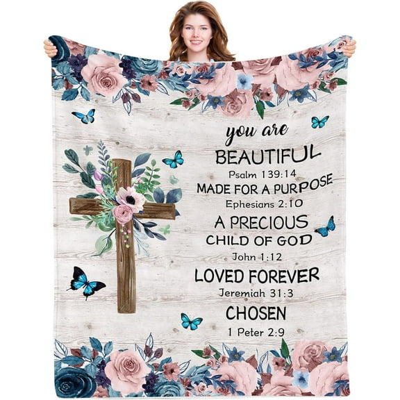 Christian Birthday Gifts for Women, Christian Gifts for Women, Religious Gifts for Women, Spiritual Gifts for Women, Womens Gifts for Birthday, Christian Blanket 50x60 in