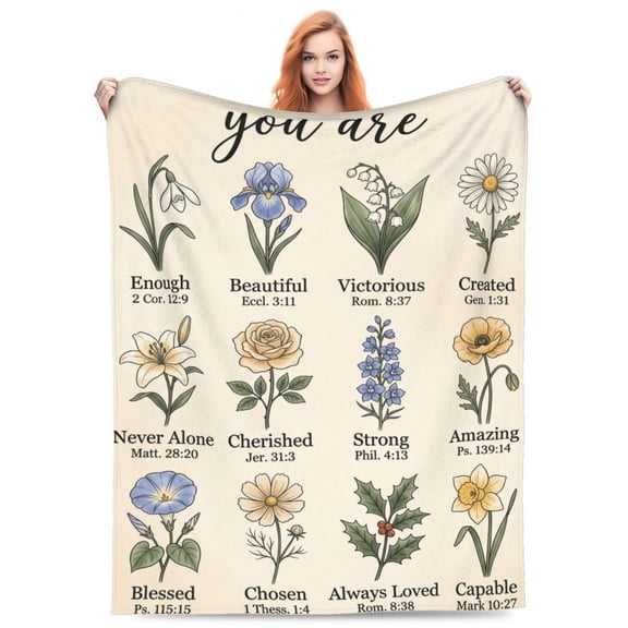 Christian Birthday Gifts for Women, Inspirational Religious Blanket with Bible Verse, Faith Encouragement Gifts for Mom Sister Daughter Friend, Spiritual Christian Throw Blanket 50x40