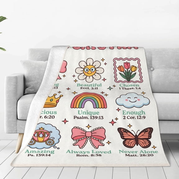 Christian Throw Blanket Floral Butterfly Faith Blanket, God Says You Are Loved Special Unique Inspirational Bible Verse Gift, Soft Cozy Religious Blanket for Women Home Decor 50x40