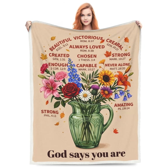 Christian Blanket, Bible Verse Throw Blanket, Religious Faith Design, Soft Cozy Blanket for Adults Women 50x40