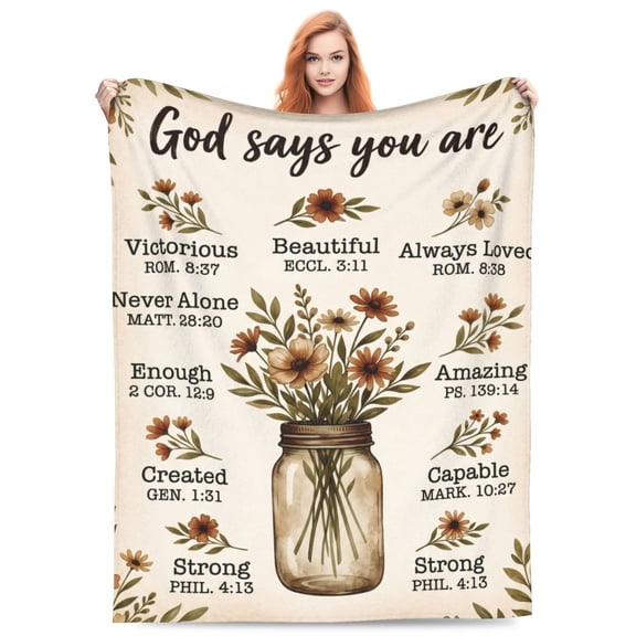 Christian Blanket, Bible Verse Throw Blanket, Religious Faith Design, Soft Cozy Blanket for Adults Women 50x40