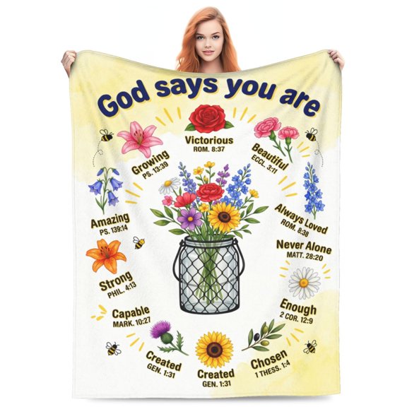 Christian Blanket, Bible Verse Throw Blanket, Religious Faith Design, Soft Cozy Blanket for Adults Women 50x40