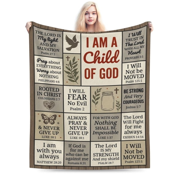 Christian Blanket, Bible Verse Throw Blanket, Religious Faith Design, Soft Flannel Cozy Blanket with Inspirational Christian Message 50x40
