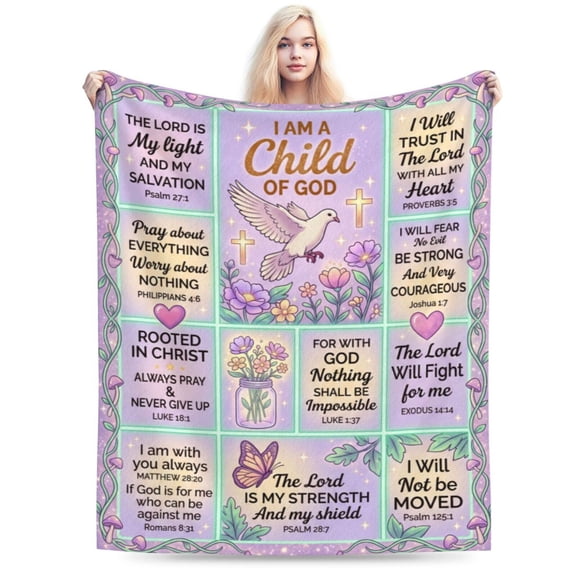 Christian Blanket, Bible Verse Throw Blanket, Religious Faith Design, Soft Flannel Cozy Blanket with Inspirational Christian Message 50x40