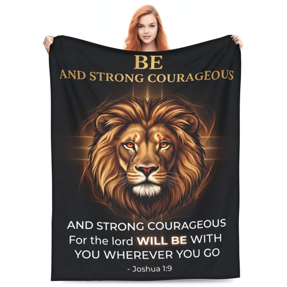 Christian Blanket, Bible Verse Throw Blanket, Religious Lion Pattern, Faith Inspired Soft Cozy Blanket 50x40