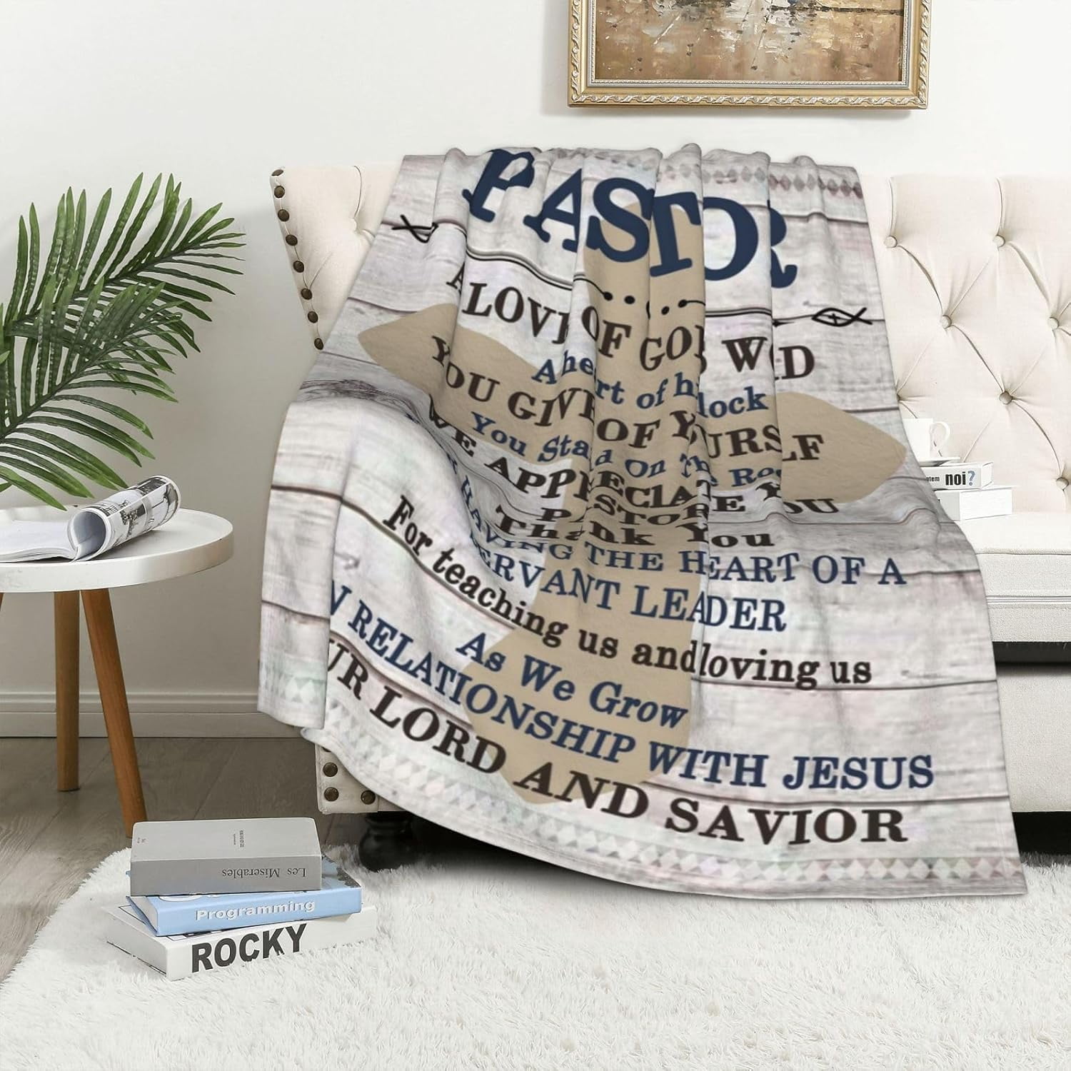 Christian Blanket Birthday Gifts for Women Men, Inspirational Scripture Throw Blanket with Bible Verse Religious Gifts (Navy, 60x80 inch, Navy Letter)