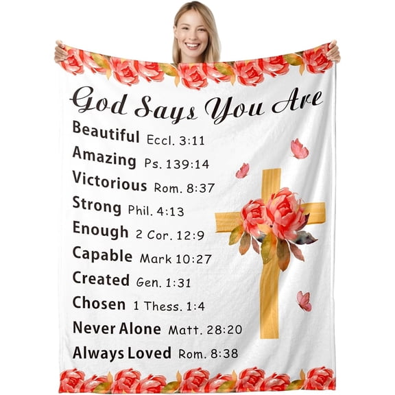Christian Blanket Christian Gifts for Women Men Throw Blanket Baptism Gifts for Girl Boys Confirmation Gifts for Teen Girls First Communion Gifts for Girls Women Religious Blanket Gifts 50x60