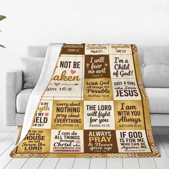 Christian Blanket Flannel Faith Based Bible Verse Pattern Warm Cozy Home Decor for Couch and Bed 50x40