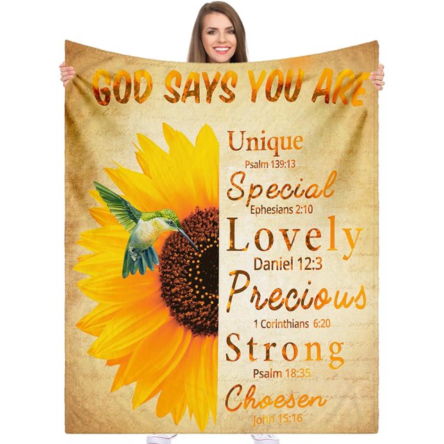Christian Blanket Gifts for Women, Sunflower Scripture Verse Scripture