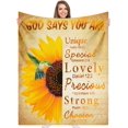 thumbnail image 1 of Christian Blanket Gifts for Women, Sunflower Scripture Verse Scripture Prayer Bible Throw Blanket, Soft Flannel Healing Blankets with Inspirational Thoughts, 60"x50", 1 of 6