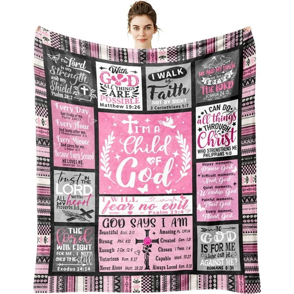 Christian Blanket Gifts for Women Men, Religious Blanket with Bible Verse 60"x50", Scripture Blanket, Catholic Spiritual Gifts, Faith Based Gifts