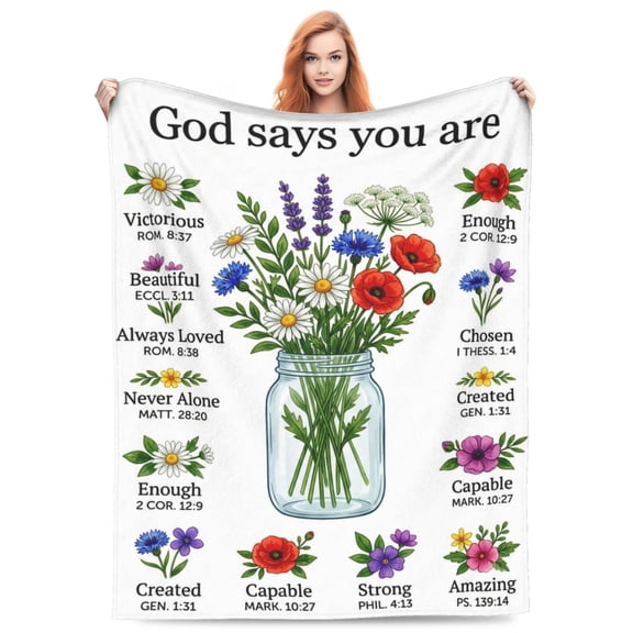 Christian Blanket, Inspirational Bible Verse Design, Religious Faith Pattern, Soft Cozy Blanket for Home 50x40