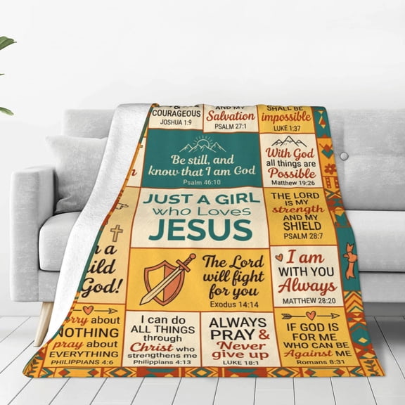 Christian Blanket, Inspirational Faith Bible Design, Religious Spiritual Pattern, Soft Cozy Throw Blanket 50x40
