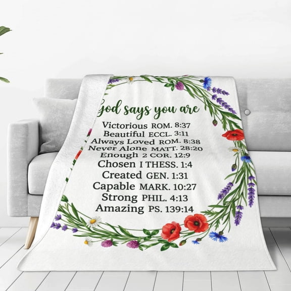 Christian Blanket, Inspirational Faith Gift for Women, Bible Verse Blanket for Birthday Present 50x40