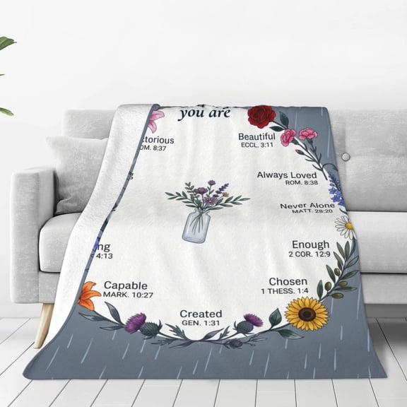 Christian Blanket, Inspirational Faith Gift for Women, Bible Verse Blanket for Birthday Present 50x40