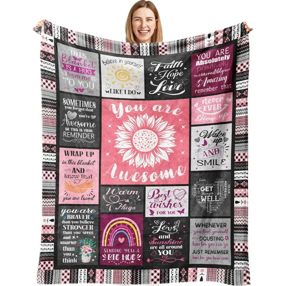 Christian Blanket with Inspirational Thoughts and Prayers Religious Bible Verse Throw Blanket Ultra Soft Warm Flannel Blankets for Women Men Gifts 50"X40"