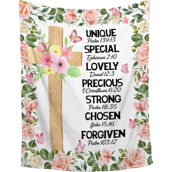 Christian Blanket with Inspirational Thoughts and Prayers Religious - God Gifts for Women/Mom/Mother''s Day/Birthday - Ultra Soft Warm Healing Throw Blanket Home Decor - 30"x40" Scripture Gifts