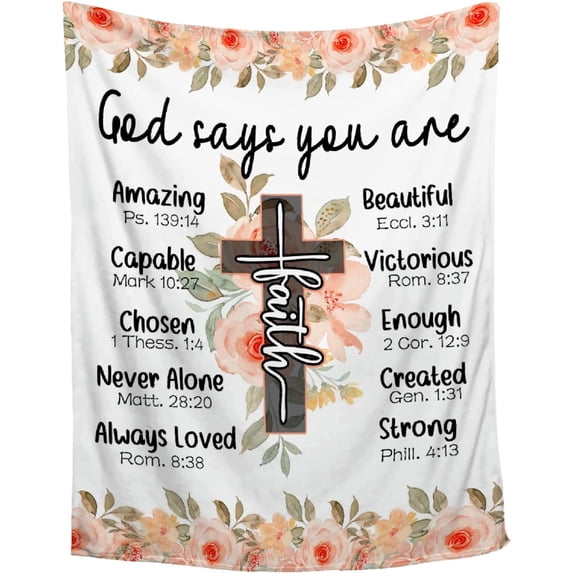 Christian Blanket with Inspirational Thoughts and Prayers Religious - God Gifts for Women/Mom/Mother''s Day/Birthday - Ultra Soft Warm Healing Throw Blanket Home Decor - 50"x60" Scripture Gifts