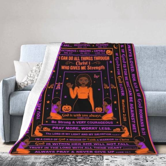 Christian Blanket, Religious Birthday Gifts for Women, Inspirational Bible Verse Throw, Soft Cozy Flannel Room Decor 50x40