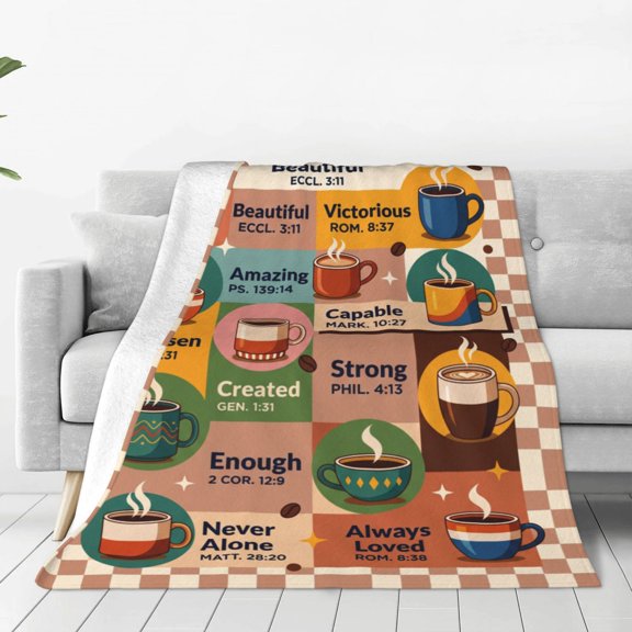 Christian Blanket, Religious Throw Blanket, Bible Scripture Faith Design, Inspirational Soft Cozy Blanket for Adults 50x40