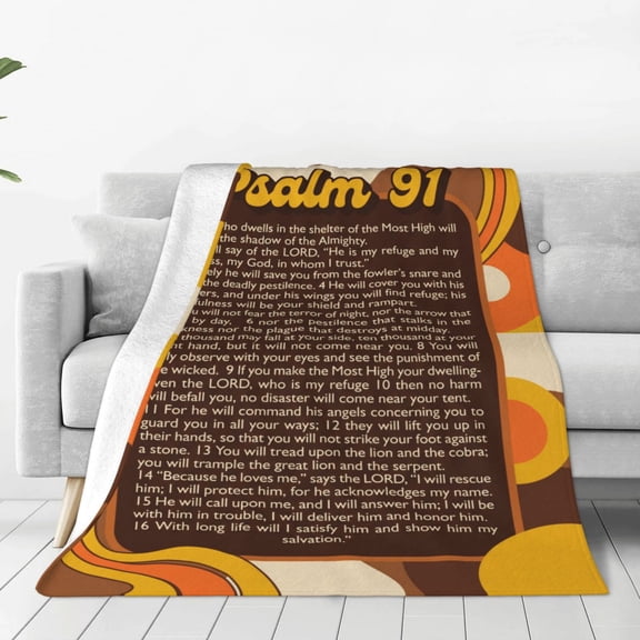 Christian Blanket, Religious Throw Blanket, Psalm 91 Bible Verse Blanket, Inspirational Faith Soft Cozy Throw 50x40