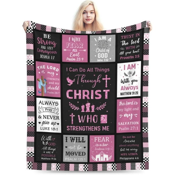 Christian Blanket for Women, Blue Rose Butterfly Ultra Soft Religious Gifts Blankets with Bible Verse and Inspirational Thoughts, Warm Plush Prayers Healing Throw Blankets, 60"x50"