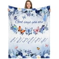 thumbnail image 1 of Christian Blanket for Women, Blue Rose Butterfly Ultra Soft Religious Gifts Blankets with Bible Verse and Inspirational Thoughts, Warm Plush Prayers Healing Throw Blankets, 60"x50", 1 of 6