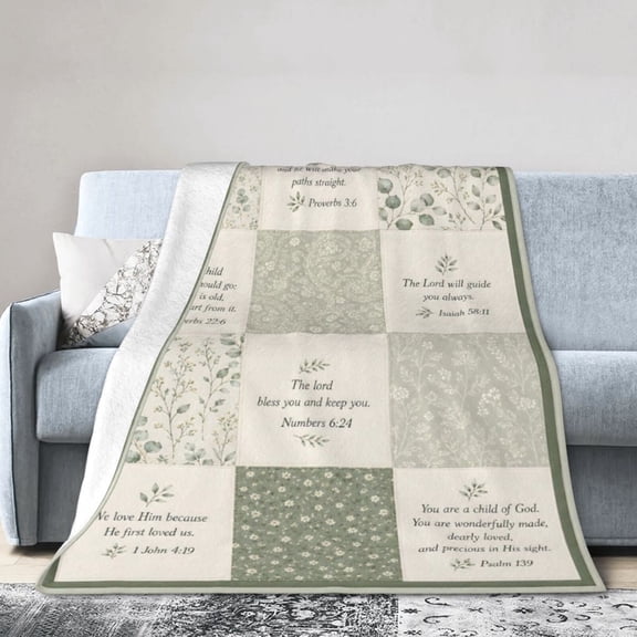 Christian Blessing Blanket Gift Throw Blanket Scripture Patchwork Nursery Gift for Newborn 50x40