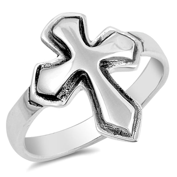 Christian Bold Pointed Cross Purity Ring 925 Sterling Silver Band Jewelry Female Male Unisex Size 7