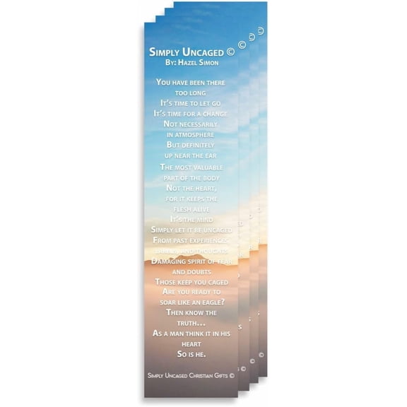 Christian Bookmark Packs | Page Marker Divider | Simply Uncaged Poem (Pack of 4)