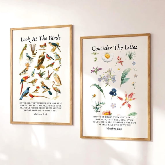Christian Botanical Print Set: Bible Verse Nature Art Set 2 Unframed ...