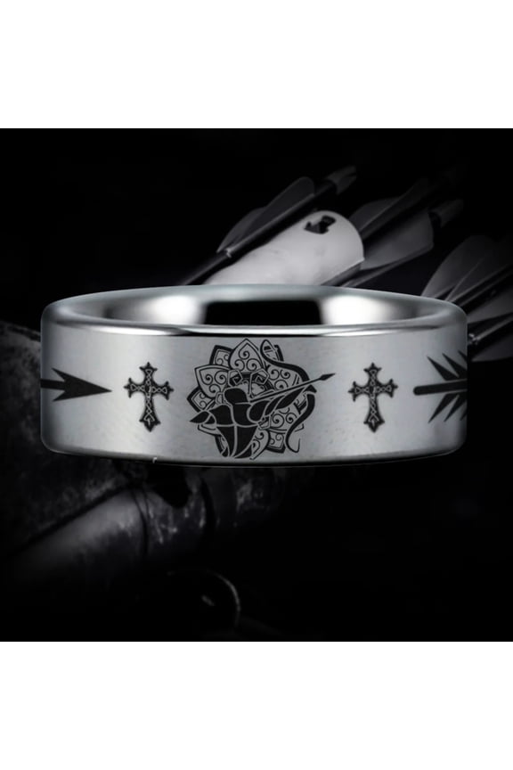 Christian Bow Archer Tungsten Carbide Ring