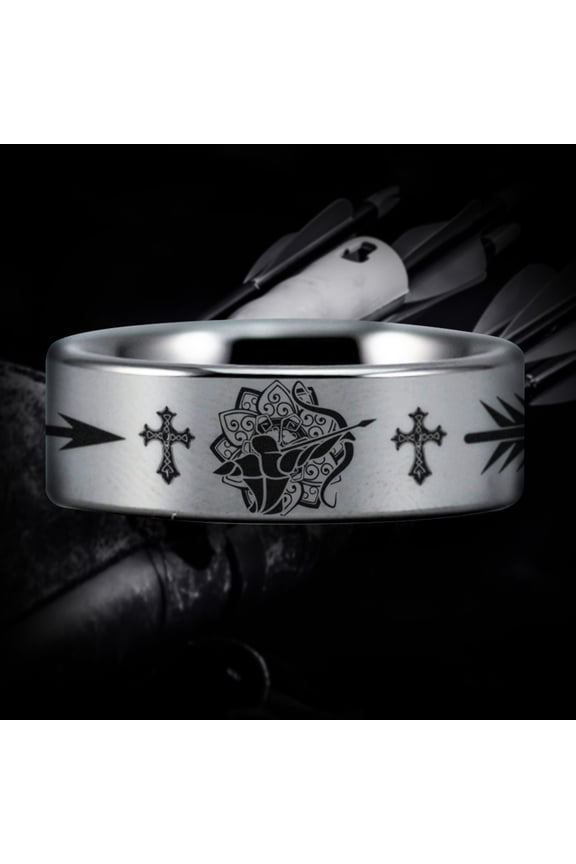 Christian Bow Archer Tungsten Carbide Ring