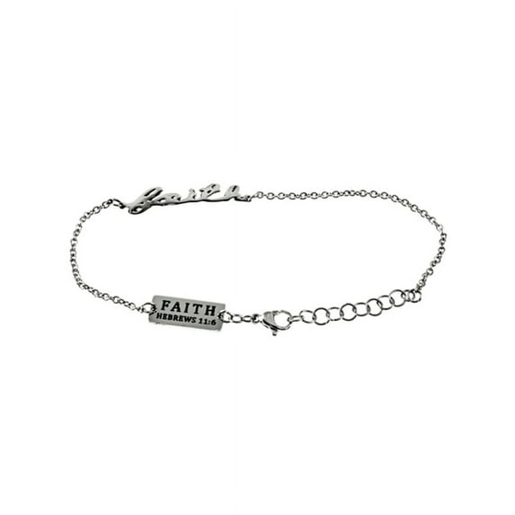 Christian Bracelet ID Tag, HEBREWS 11:6, 7in - 8in Stainless Steel Chain