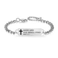 thumbnail image 1 of Christian Bracelet Steel Bible Verse bracelets-Religious Gift for Women Inspirational Scripture Jewelry Friend Encouragement (7:7-SS), 1 of 4