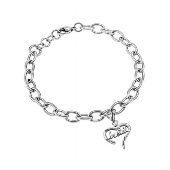 Christian Bracelet with Heart, BE STILL, 7in - 8in Stainless Steel Chain