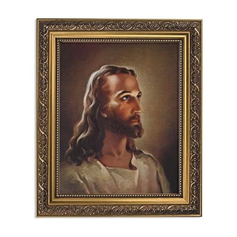 Divine Mercy Jesus Christ Print - 13 Inch Gold Finish Frame With Easel, Wall Or Tabletop Display