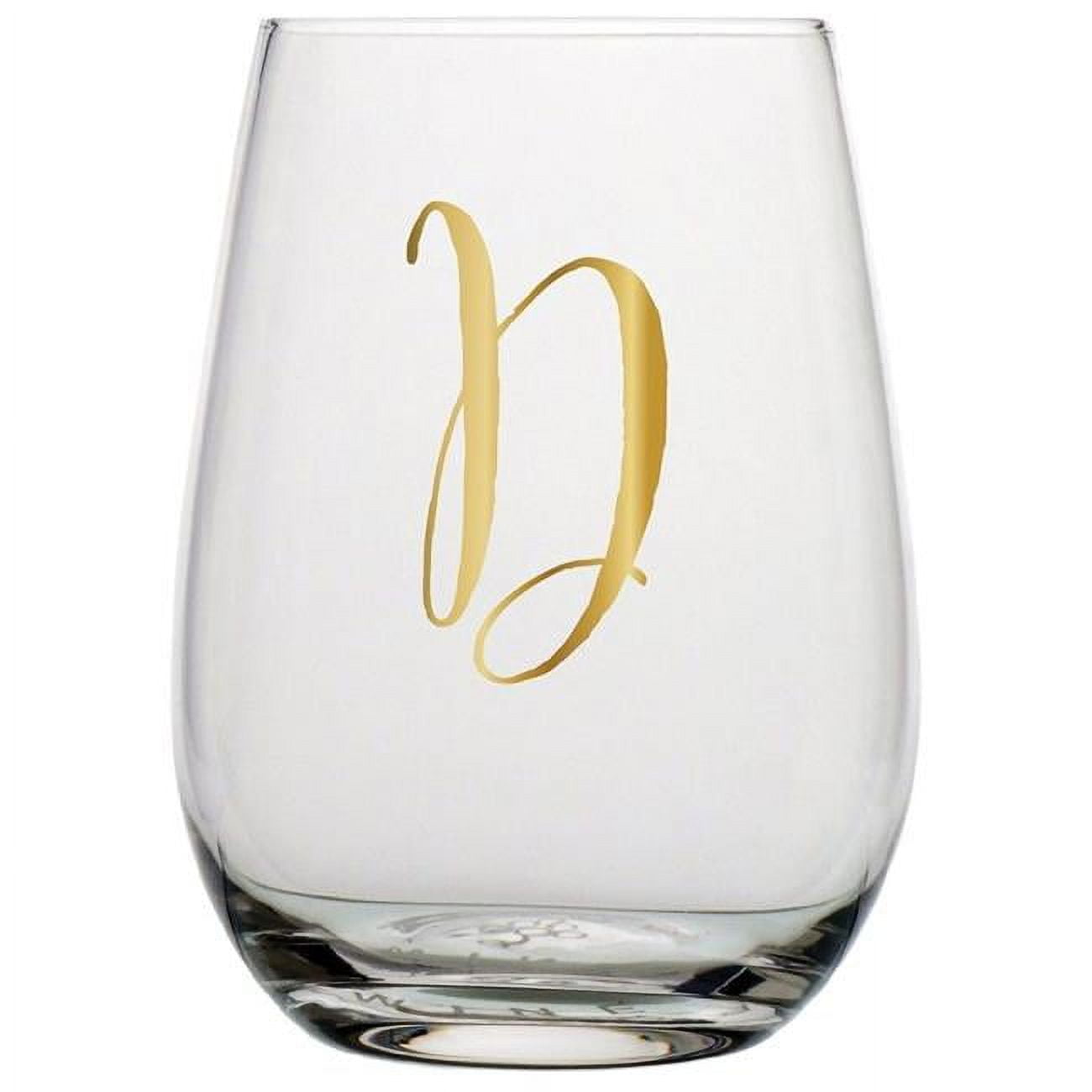 Teal Monogram Letter Stemless Wine Glass with Insulated Lid - K 