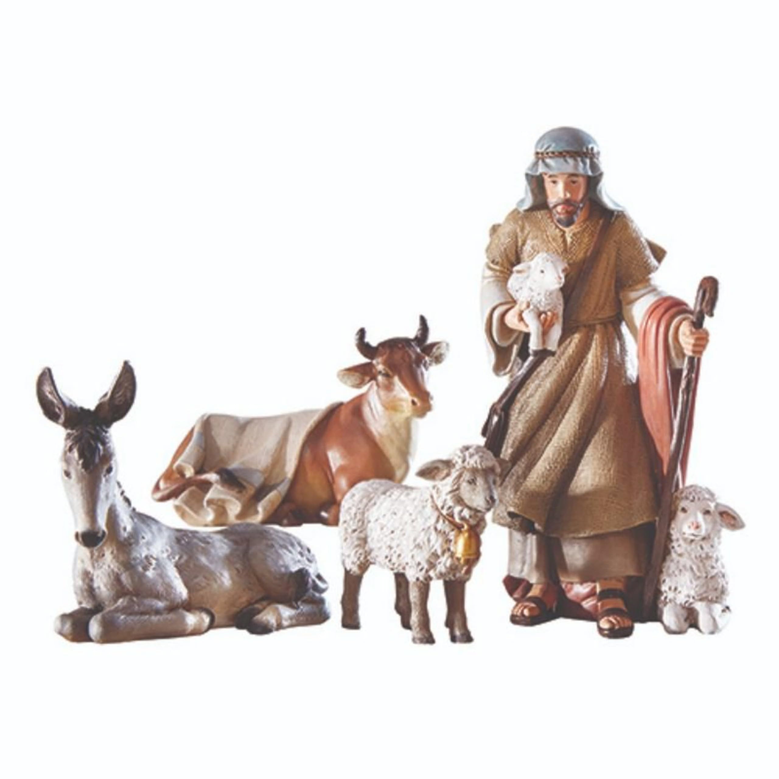 Hand-Painted Shepherd and Animals Nativity Set, 4-Piece