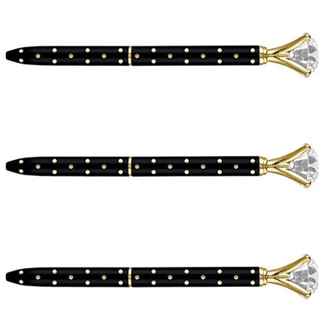 Christian Brands D3793 Black Gold Polka Dots Gem PenPack of 6