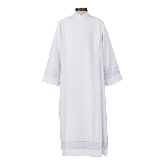 Christian Brands EMBROIDERED INSET ALB, Clear, Medium- 58" Back Length, 33" Sleeve Length, 5'9"-5'11" Height