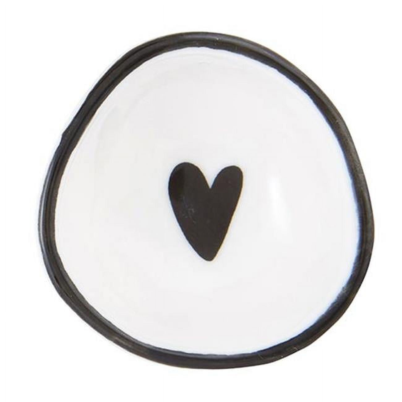 2" Handmade White Ceramic Ring Holder Dish with Heart Design